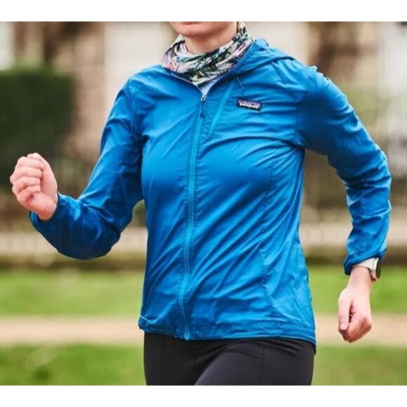 New Patagonia Houdini Vessel Blue Nylon Full Zip Packable Hooded Rain Jacket - Picture 1 of 14